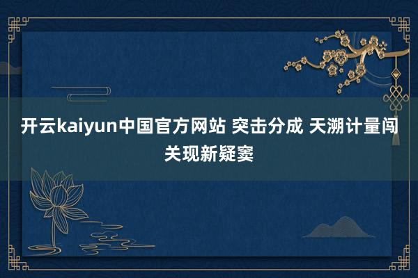 开云kaiyun中国官方网站 突击分成 天溯计量闯关现新疑窦