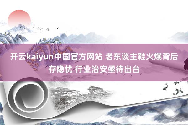 开云kaiyun中国官方网站 老东谈主鞋火爆背后存隐忧 行业治安亟待出台