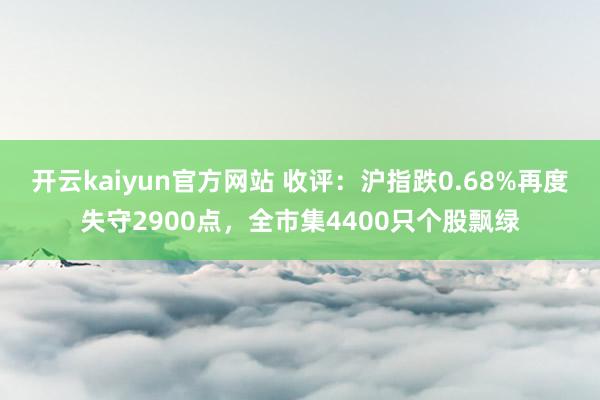 开云kaiyun官方网站 收评：沪指跌0.68%再度失守2900点，全市集4400只个股飘绿