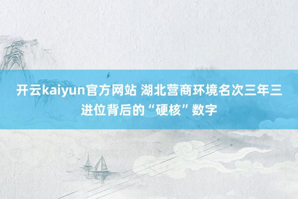 开云kaiyun官方网站 湖北营商环境名次三年三进位背后的“硬核”数字