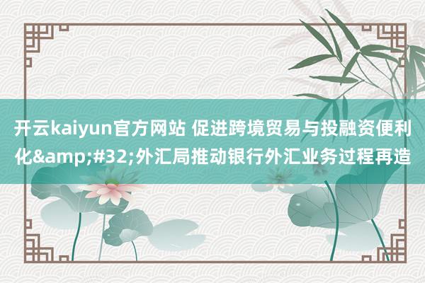 开云kaiyun官方网站 促进跨境贸易与投融资便利化&#32;外汇局推动银行外汇业务过程再造