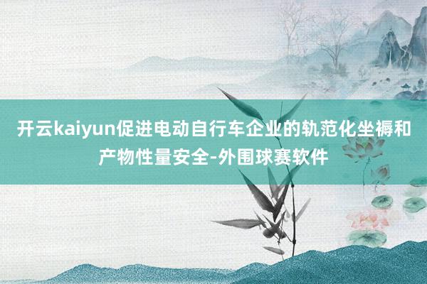 开云kaiyun促进电动自行车企业的轨范化坐褥和产物性量安全-外围球赛软件