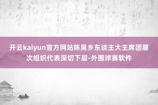 开云kaiyun官方网站陈吴乡东谈主大主席团屡次组织代表深切下层-外围球赛软件