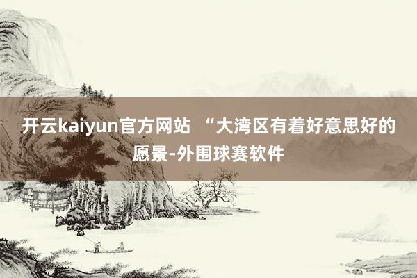 开云kaiyun官方网站  “大湾区有着好意思好的愿景-外围球赛软件