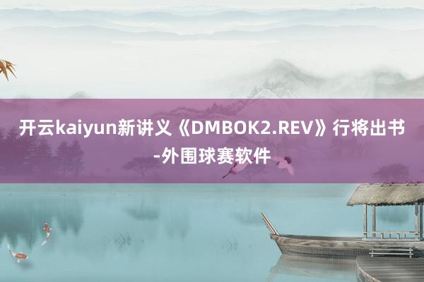 开云kaiyun新讲义《DMBOK2.REV》行将出书-外围球赛软件