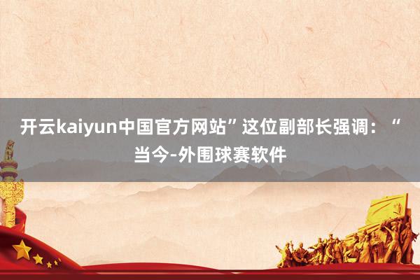 开云kaiyun中国官方网站”　　这位副部长强调：“当今-外围球赛软件