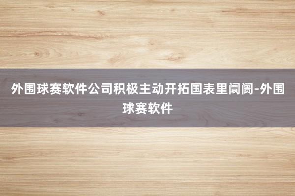 外围球赛软件公司积极主动开拓国表里阛阓-外围球赛软件