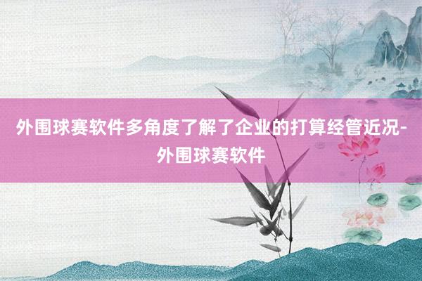 外围球赛软件多角度了解了企业的打算经管近况-外围球赛软件