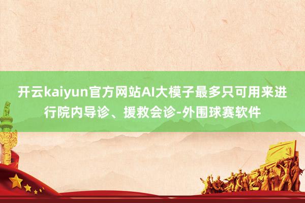 开云kaiyun官方网站AI大模子最多只可用来进行院内导诊、援救会诊-外围球赛软件