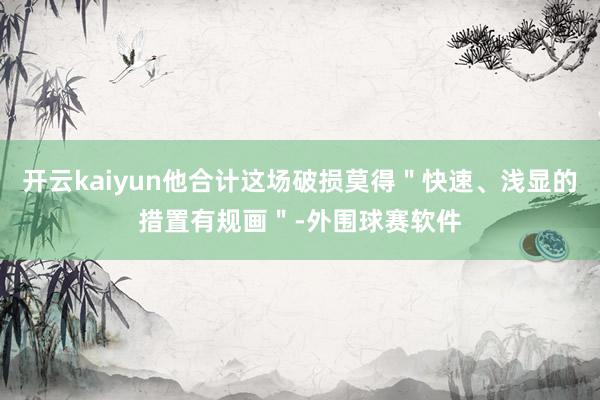 开云kaiyun他合计这场破损莫得＂快速、浅显的措置有规画＂-外围球赛软件