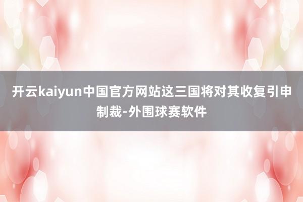 开云kaiyun中国官方网站这三国将对其收复引申制裁-外围球赛软件