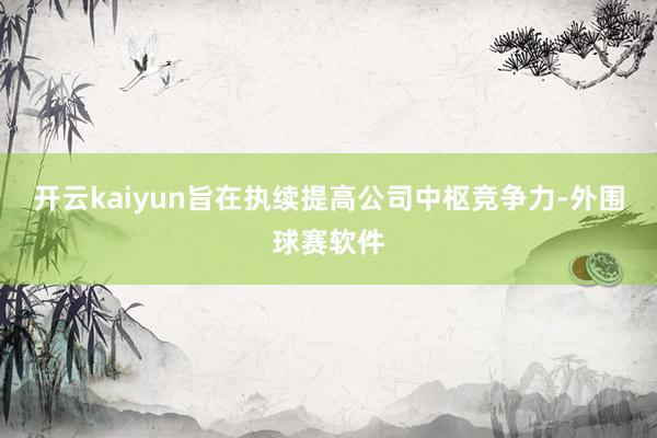 开云kaiyun旨在执续提高公司中枢竞争力-外围球赛软件