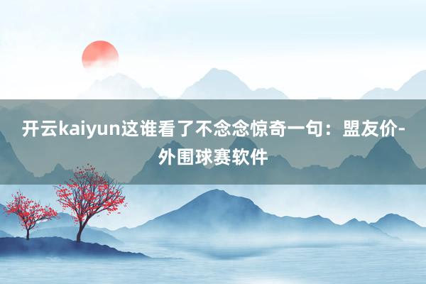 开云kaiyun这谁看了不念念惊奇一句：盟友价-外围球赛软件