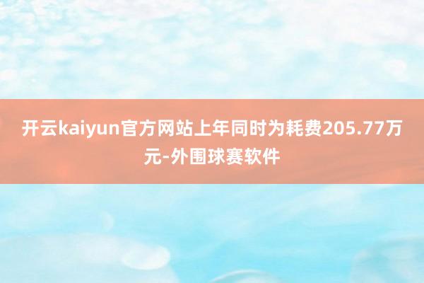 开云kaiyun官方网站上年同时为耗费205.77万元-外围球赛软件