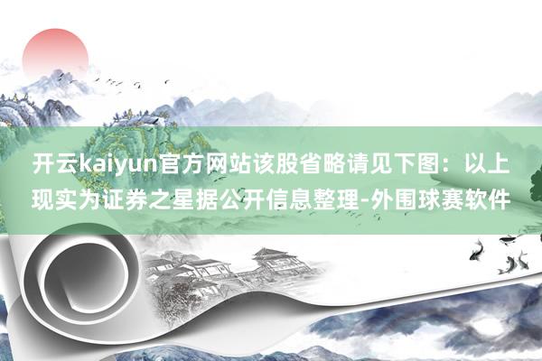 开云kaiyun官方网站该股省略请见下图：以上现实为证券之星据公开信息整理-外围球赛软件