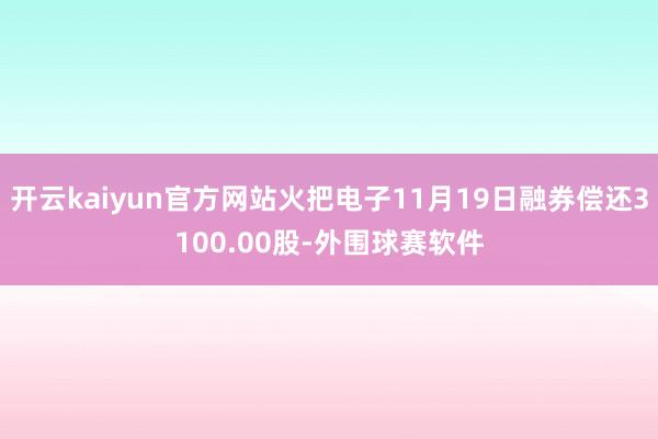 开云kaiyun官方网站火把电子11月19日融券偿还3100.00股-外围球赛软件