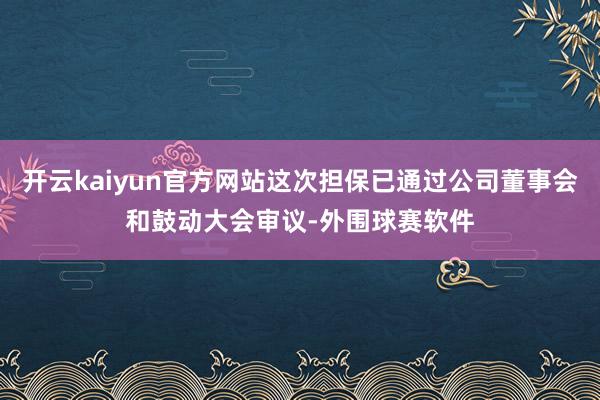 开云kaiyun官方网站这次担保已通过公司董事会和鼓动大会审议-外围球赛软件