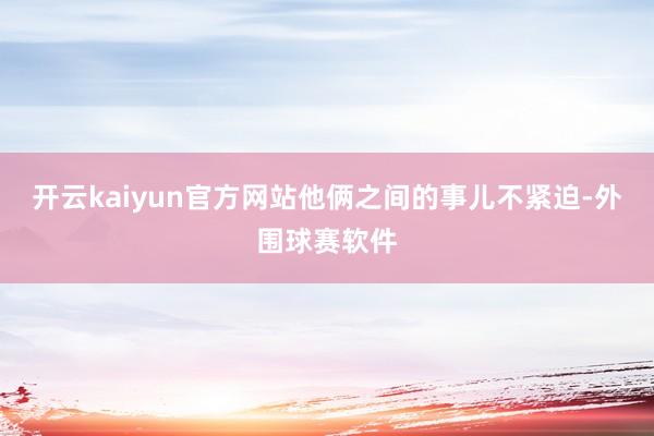 开云kaiyun官方网站他俩之间的事儿不紧迫-外围球赛软件