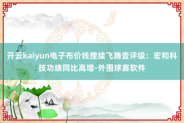 开云kaiyun电子布价钱捏续飞腾壹评级：宏和科技功绩同比高增-外围球赛软件
